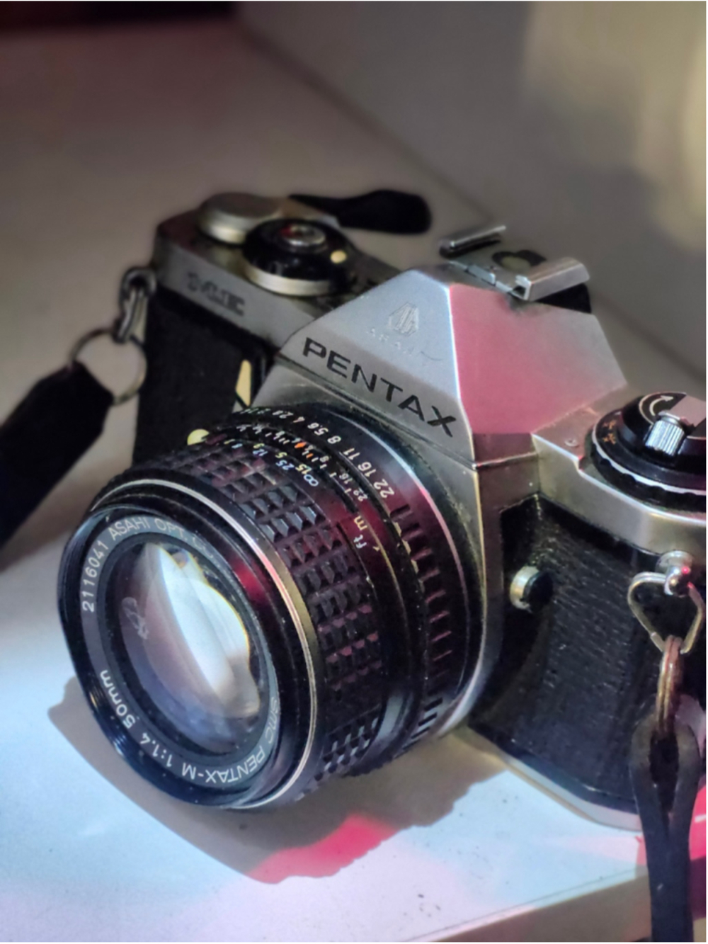 Pentax ME 35mm Film SLR Camera with 50mm Lens - Black and Silver